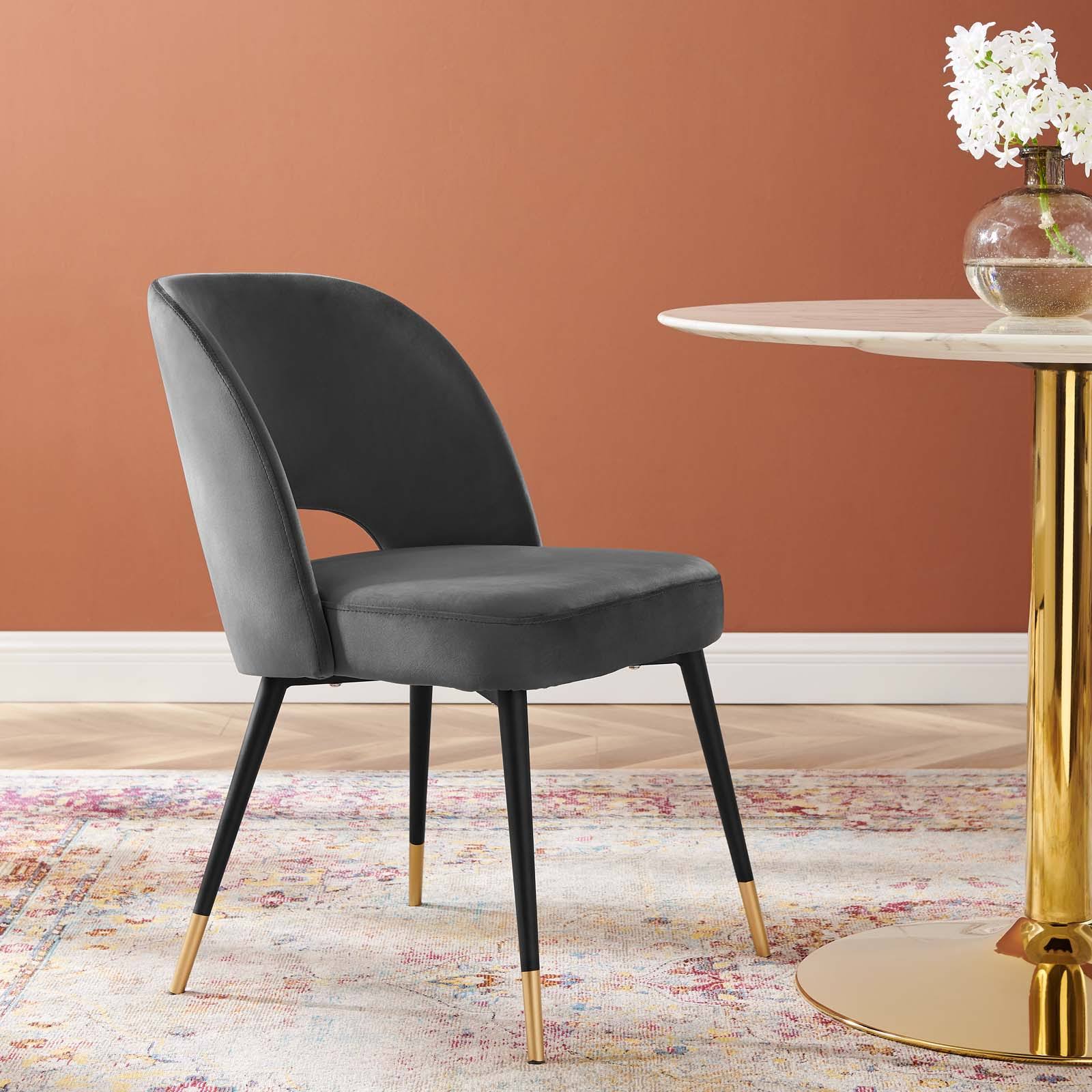 Navy Performance Velvet Dining Side Chair L142314