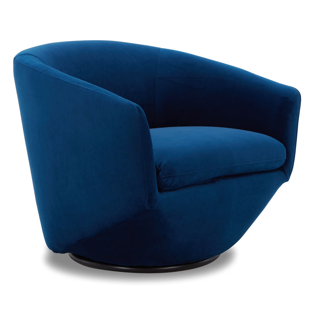Blue Fabric Swivel Barrel Accent Chair H320
