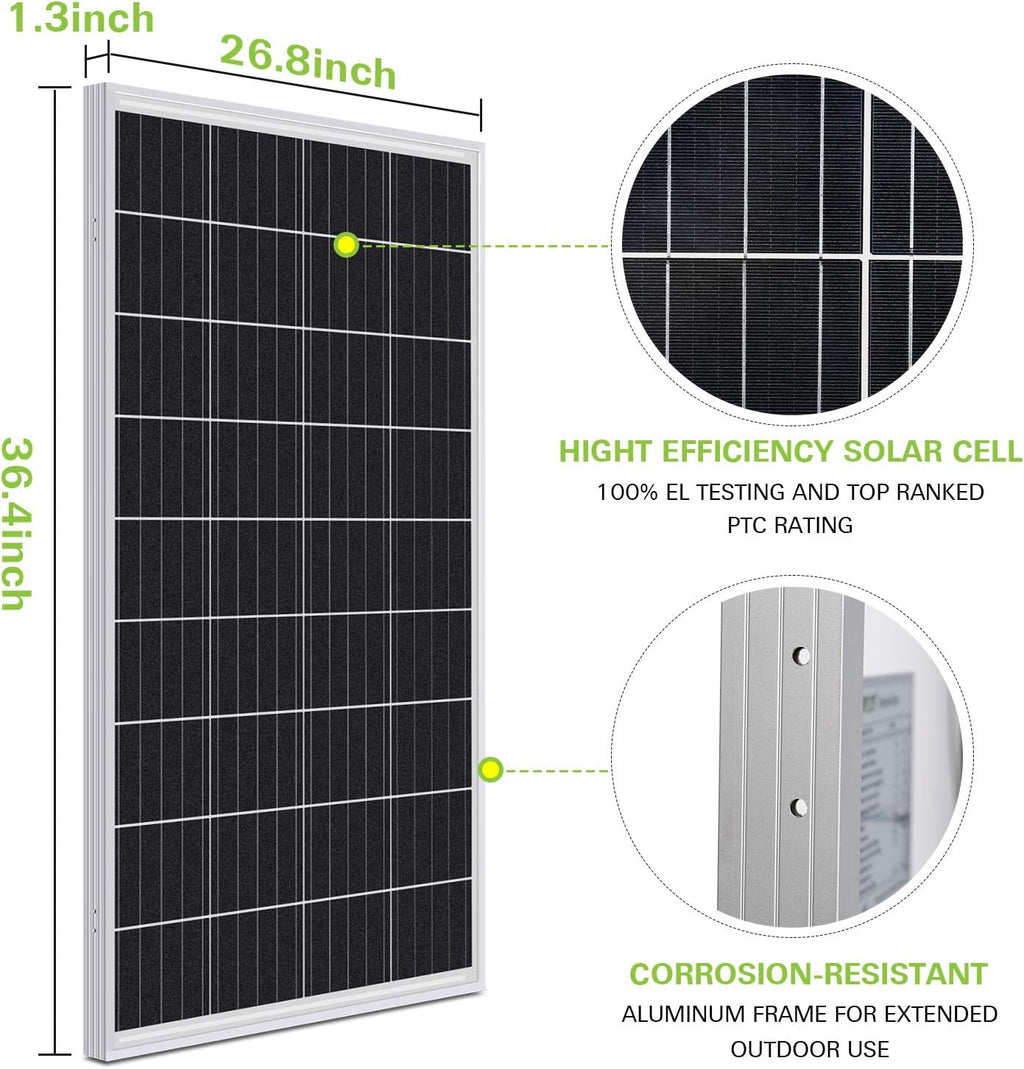 200 Watt 12 Volt Monocrystalline Solar Panel 2 Pack V953