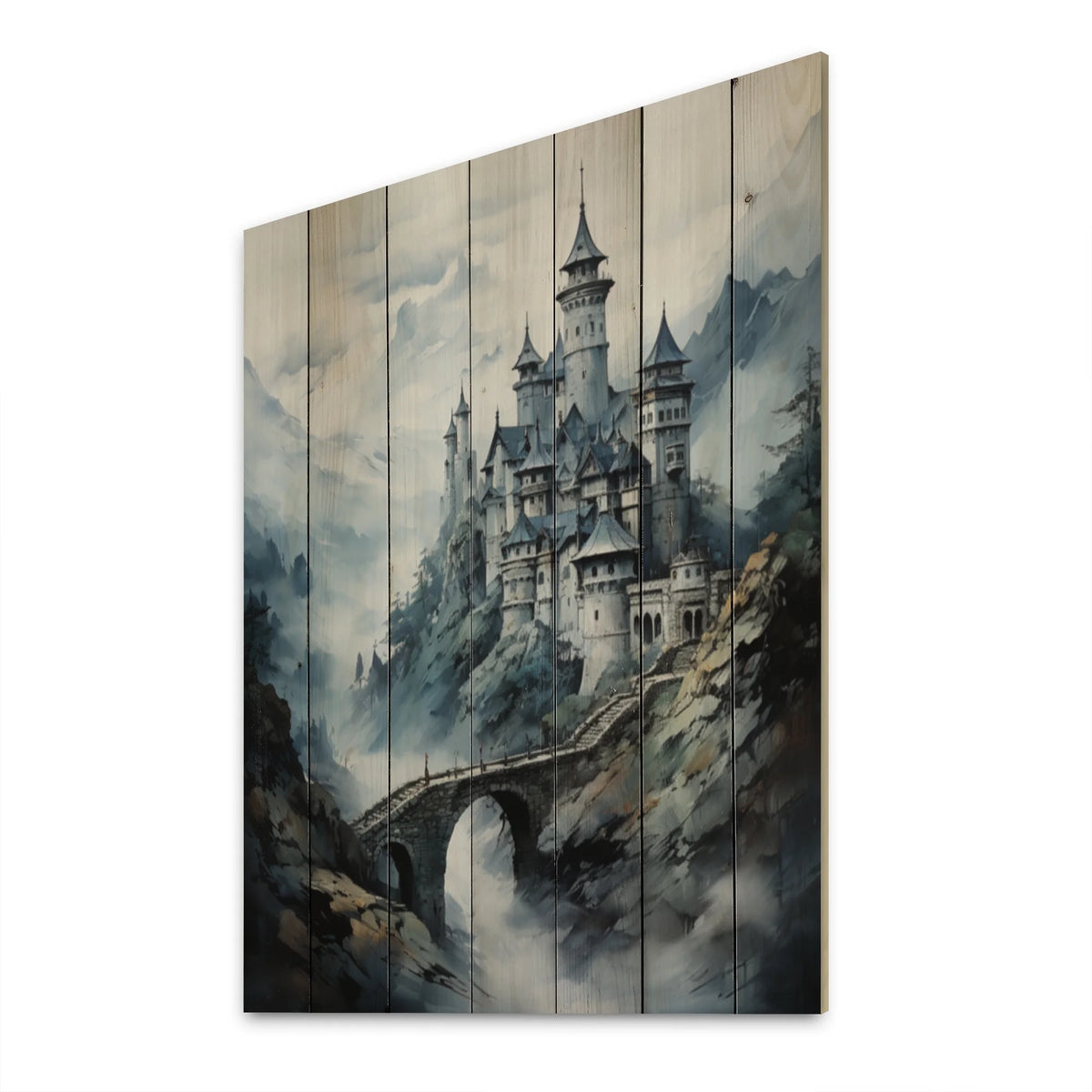 Natural Pine Wood Cityscapes Print R23461