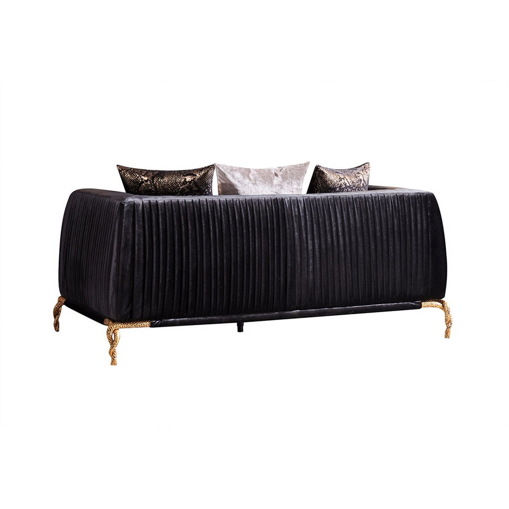 Black Velvet Upholstered Loveseat H5851