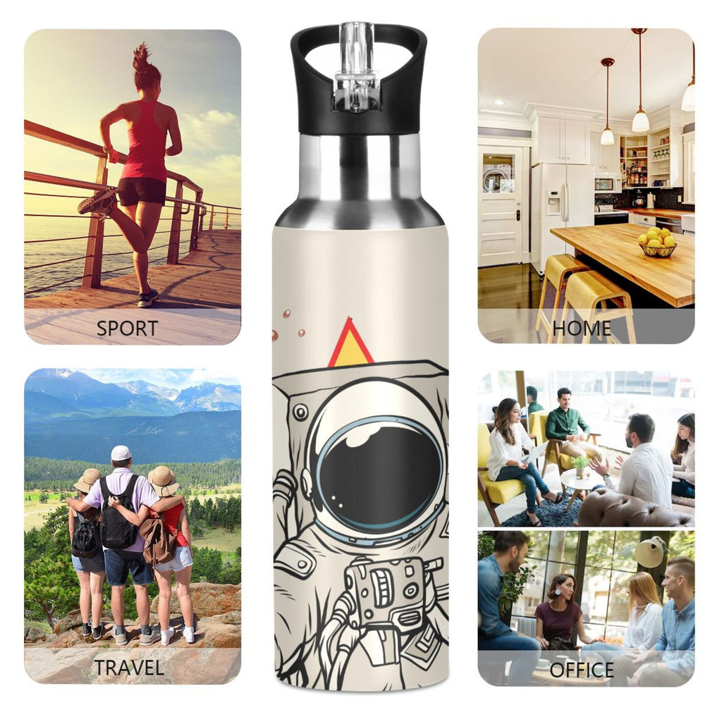 Stainless Steel Insulated Vacuum Flask Water Bottle with Straw Lid W773