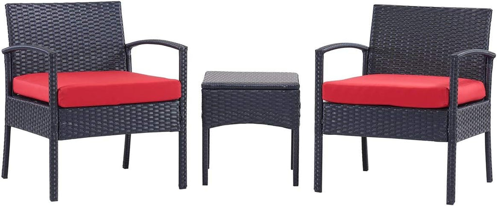 3 PCS Patio Rattan Conversation Chair Set with Coffee Table N22433