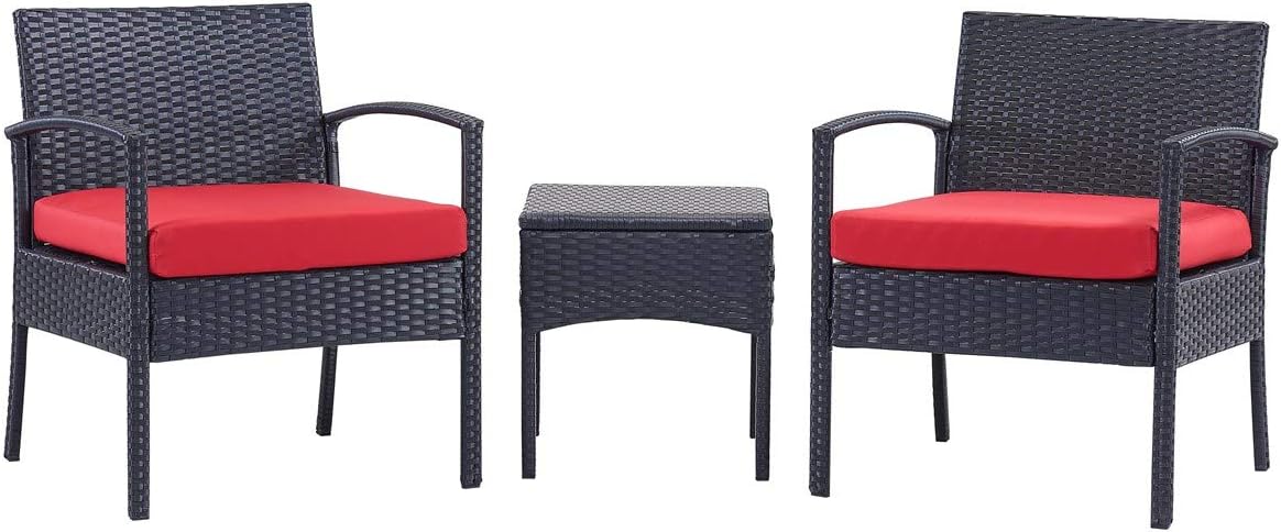 3 PCS Patio Rattan Conversation Chair Set with Coffee Table N22433
