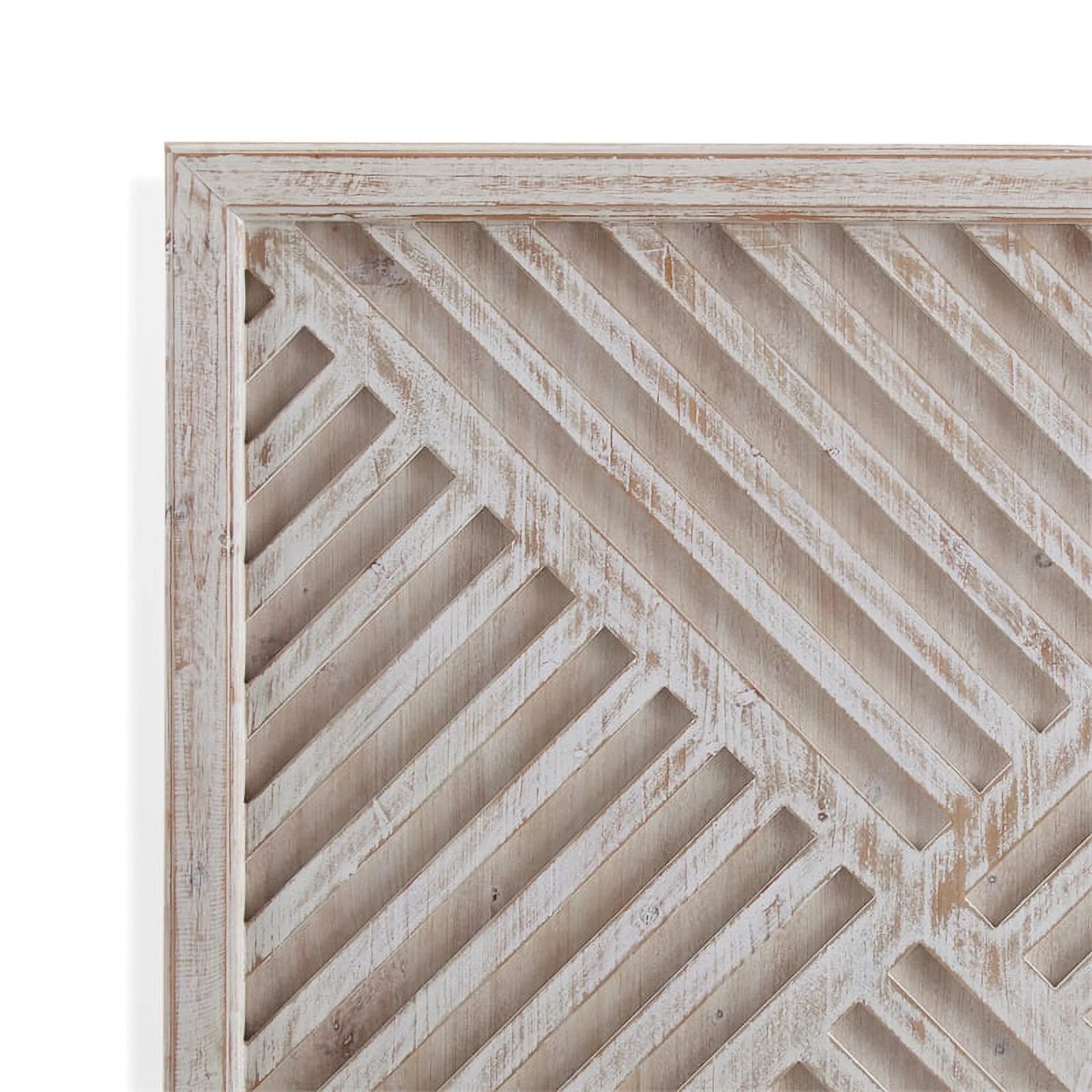 White Washed Fretwork Wood Wall Panel Artwork N22292