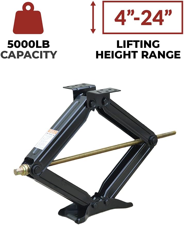 24" Scissor Jacks with Crank Handle, 5000 lbs Capacity, Pack of 2 S475431