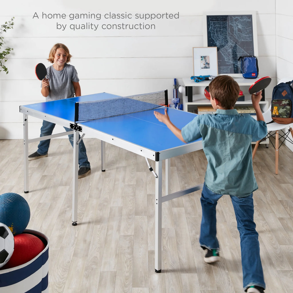 6x3ft Folding Portable Ping Pong Table Set with 2 Paddles, Balls F493503