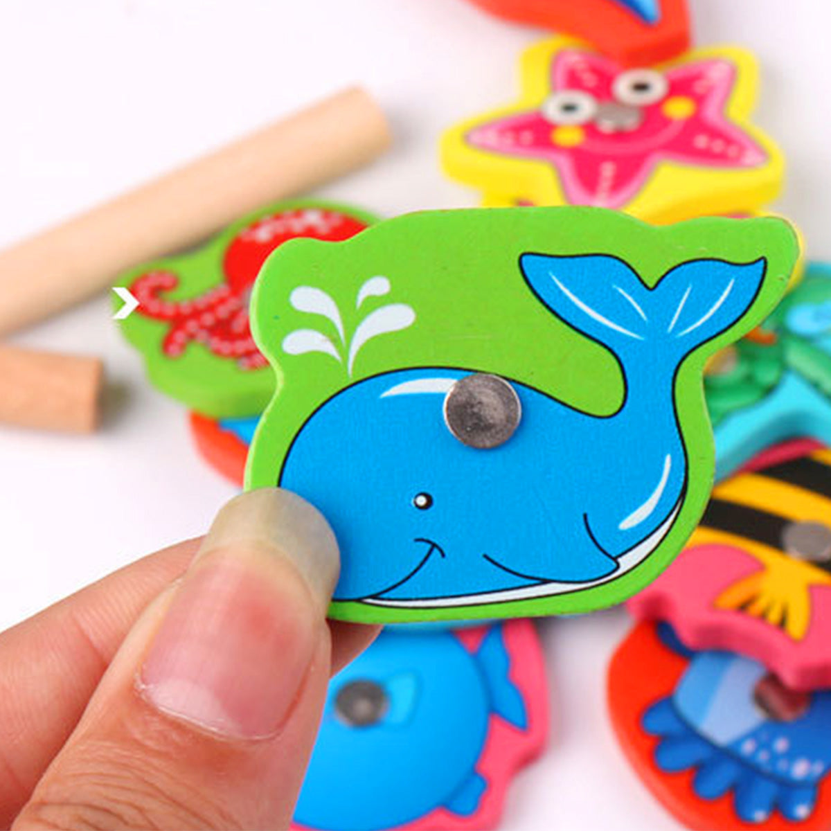 Magnetic Wooden Fishing Toy with Iron Box F90036