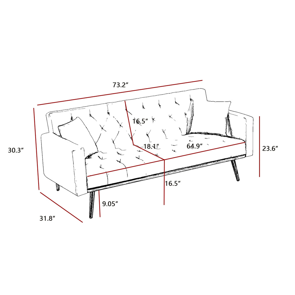 Cream White Convertible Folding Futon Sofa Bed P60767