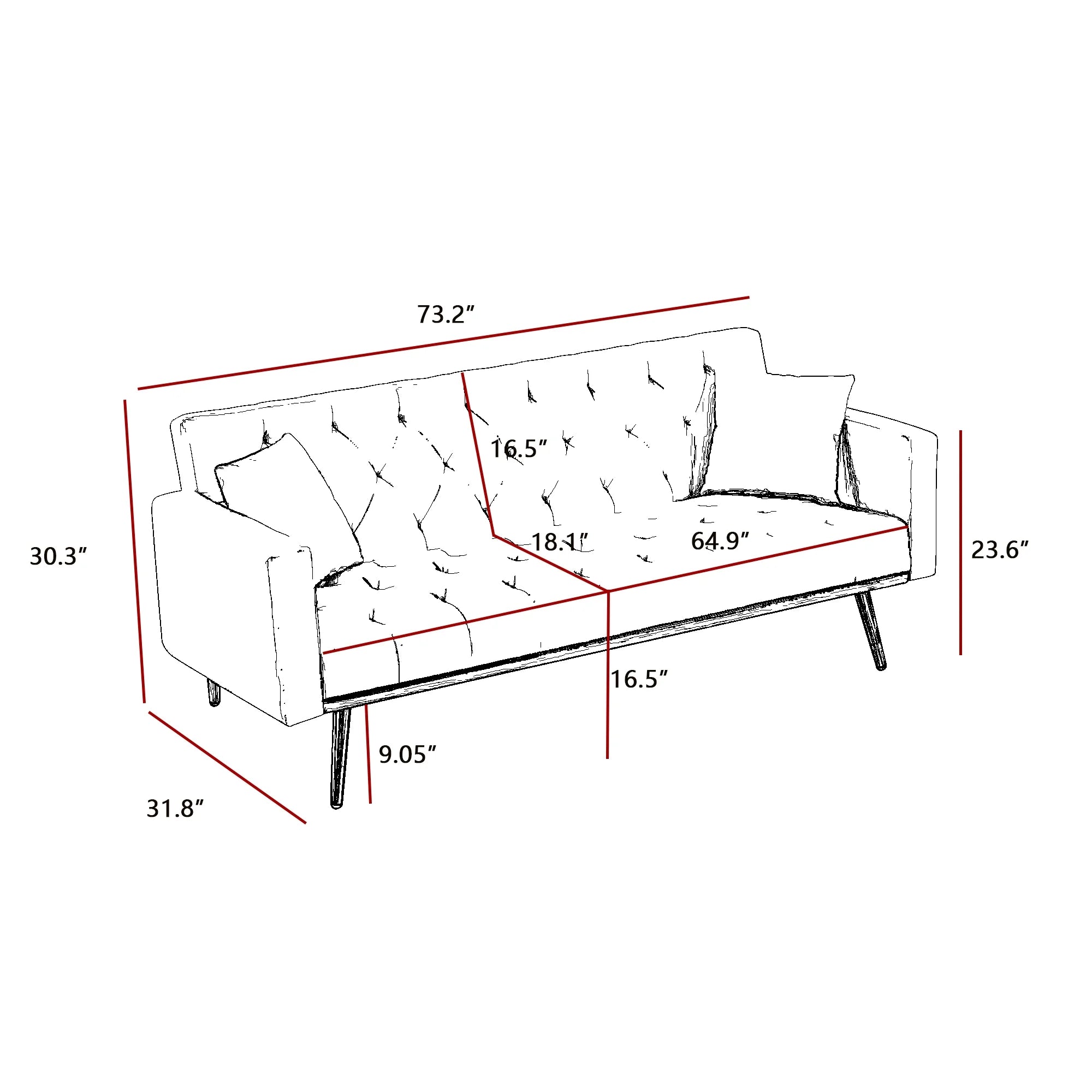 Cream White Convertible Folding Futon Sofa Bed P60767