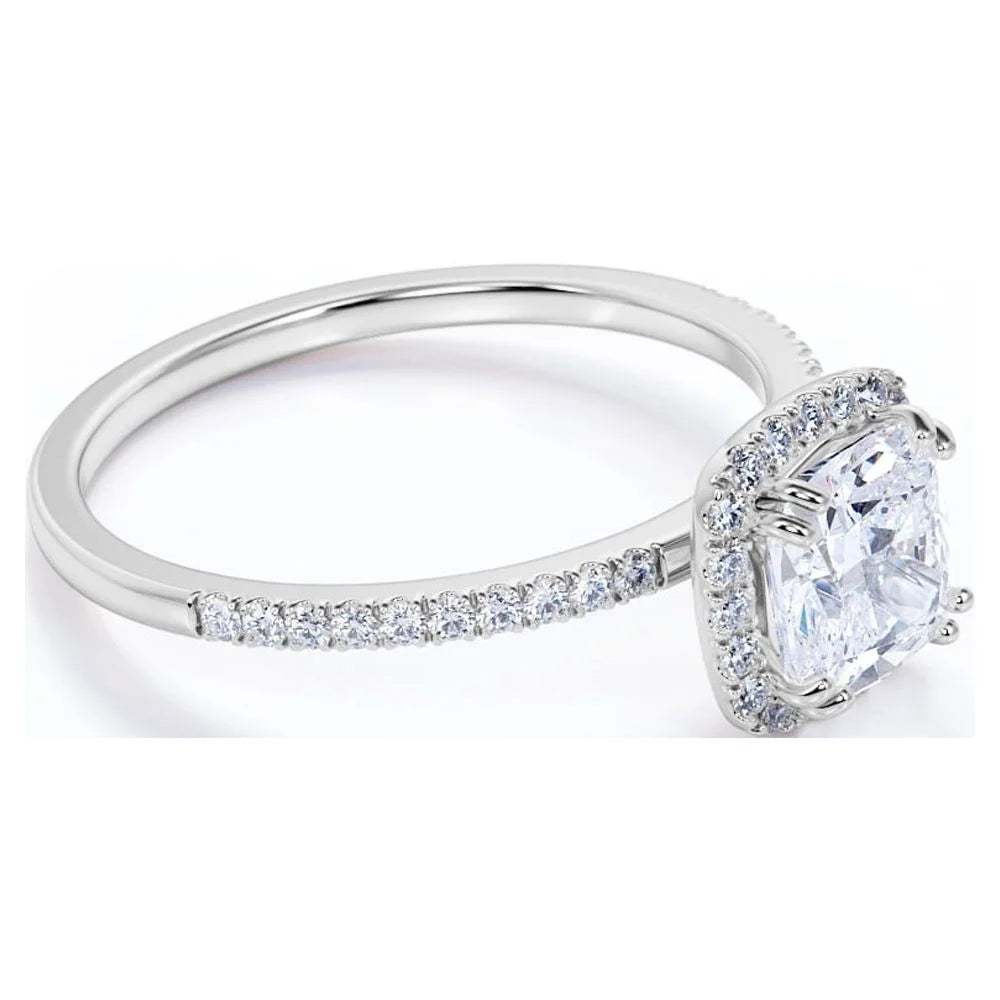 1.75 Carat Cushion Cut Moissanite Engagement Ring in 18k White Gold Over Silver Z62098