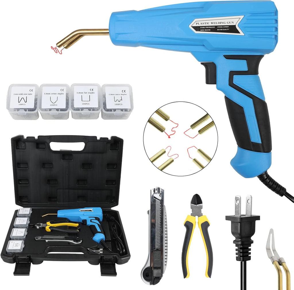 110V 100W Plastic Welding Machine with 400pcs Staples, Hot Stapler Plastic Repair Tools (Yellow) P315