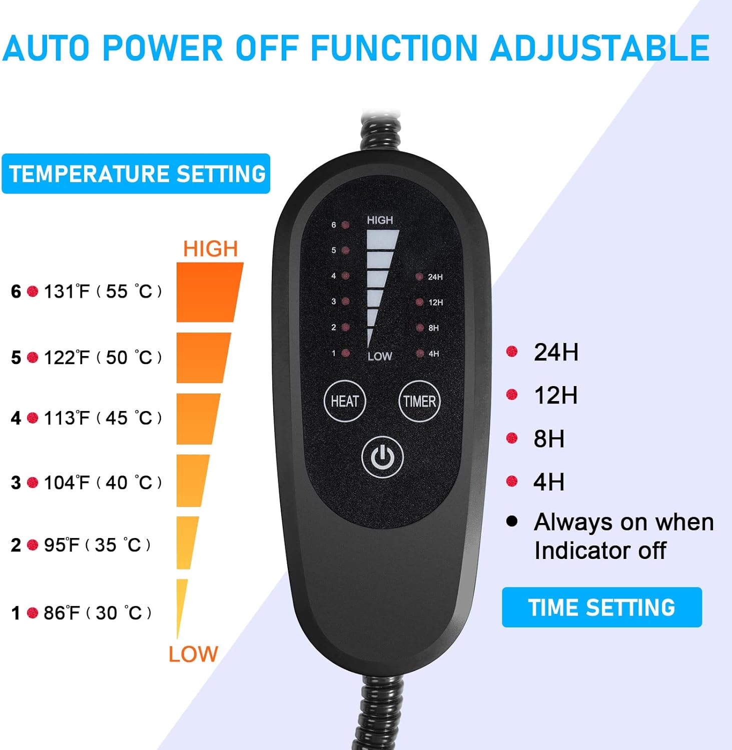 Waterproof Electric Pet Heating Pad with 6 Levels Temperature & 4 Timers Auto Power Off G310