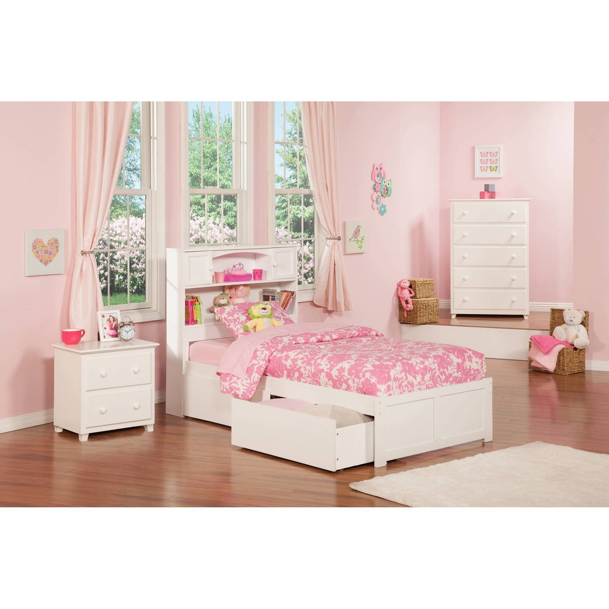 White Twin XL Foot Board with 2 Drawers U4473