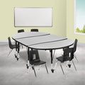 Grey/Black Laminate Activity Table Set with Student Stack Chairs X596450