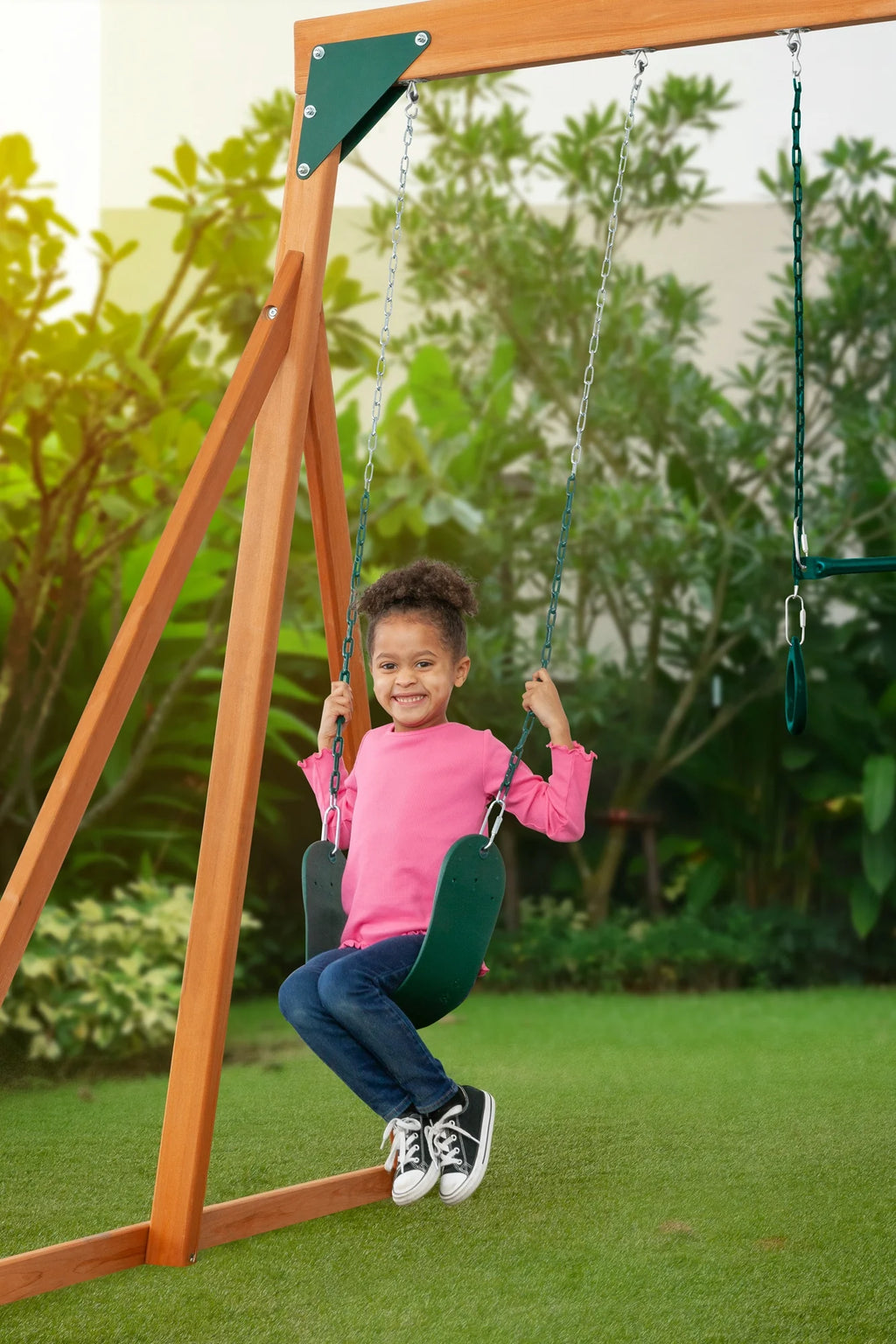Cedar Swingset with Belt Swings and Trapeze Bar Z273