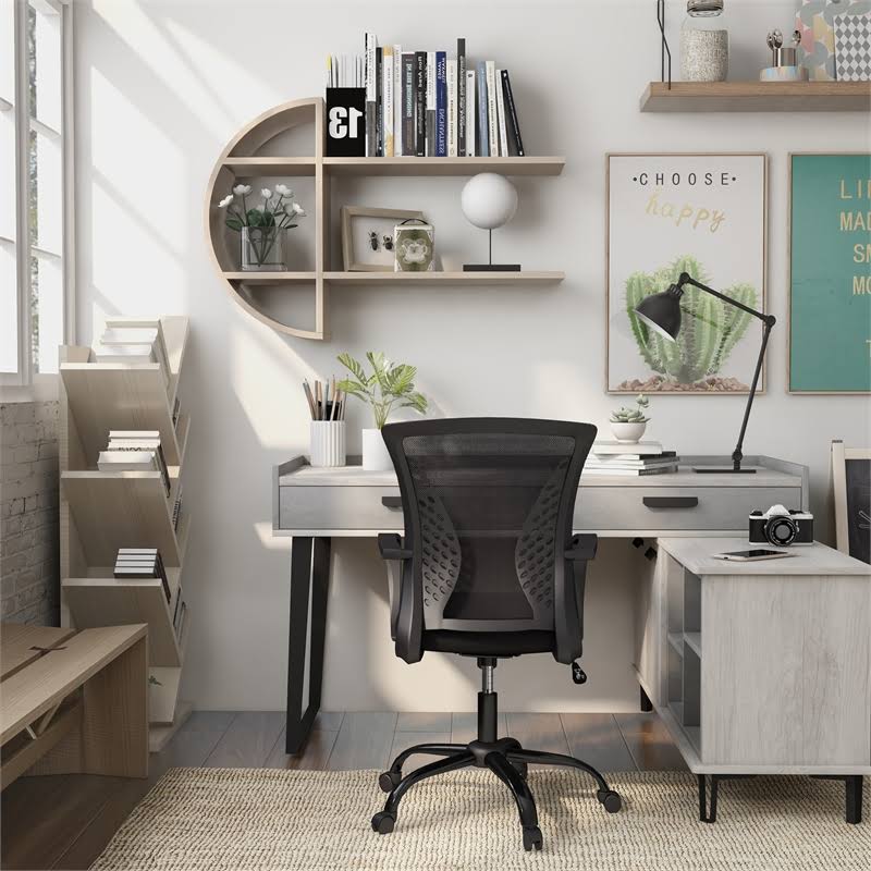 Adjustable Mesh and Metal Office Chair in Black V155