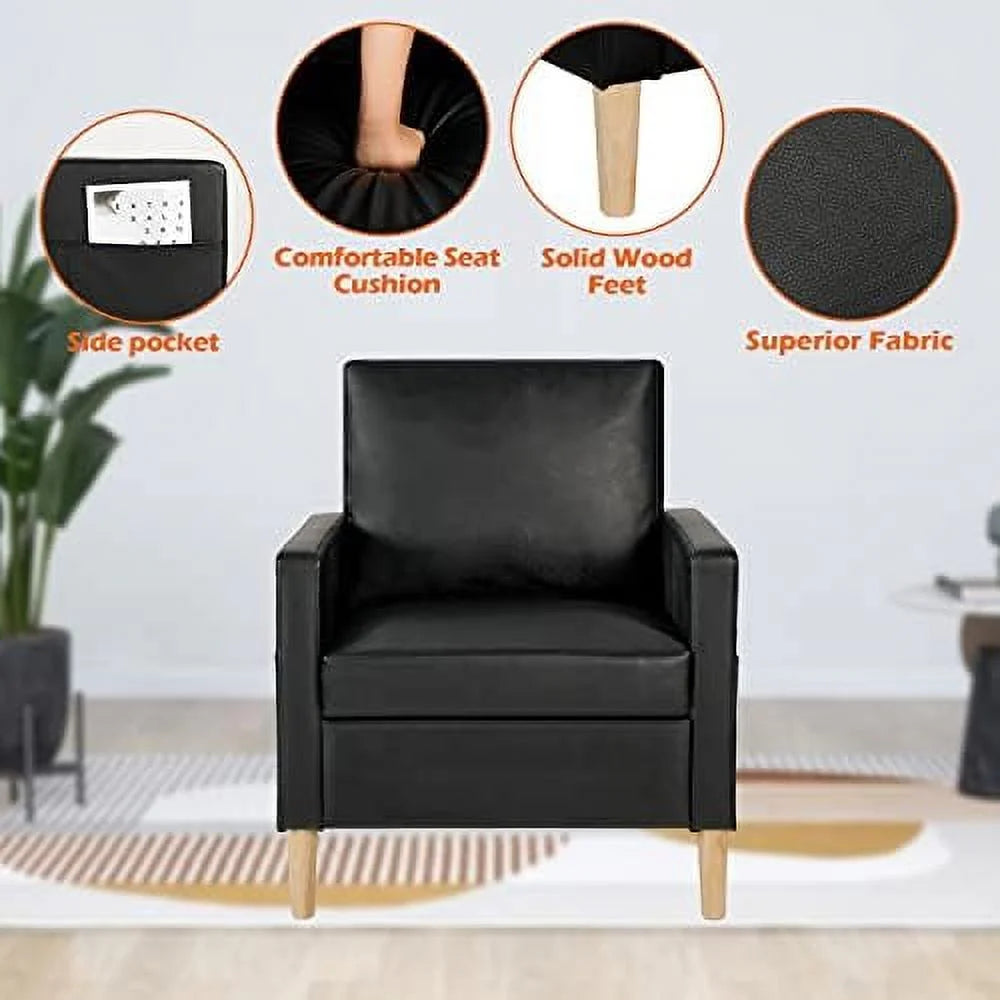 Black Faux Leather Accent Arm Chair B985
