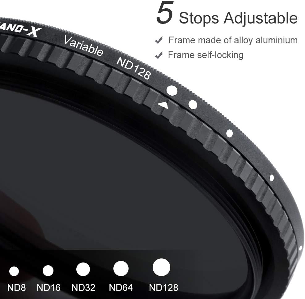 58mm Variable ND Filter ND8-ND128 (3-7 Stop) VND Filter Pack of 2 M519