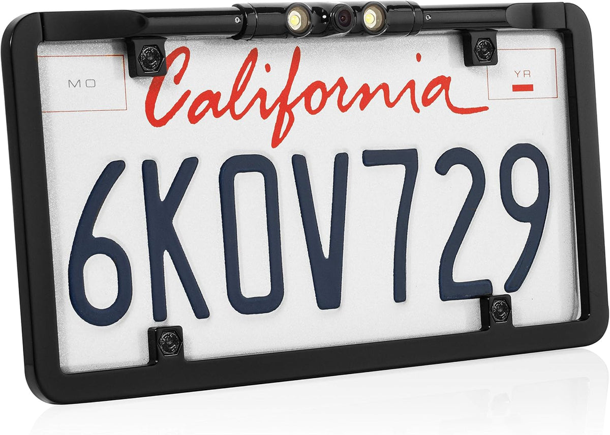 License-Plate Camera with LED Lights and Trajectory Parking Lines (Black) T9347