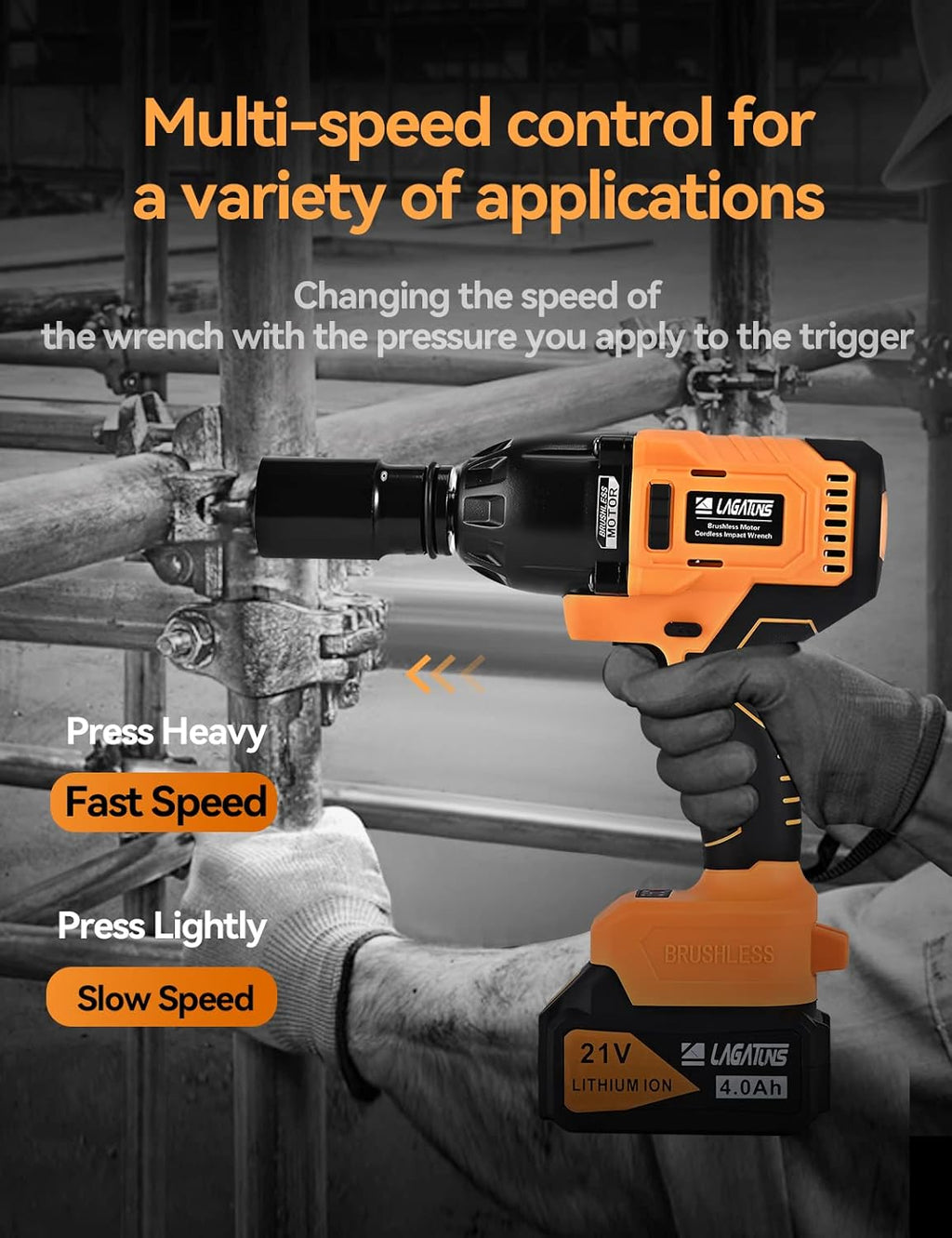 Cordless Impact Wrench, 553 Ft-lb, 2200 RPM, Brushless Motor, 4.0Ah Li-Ion Battery M472