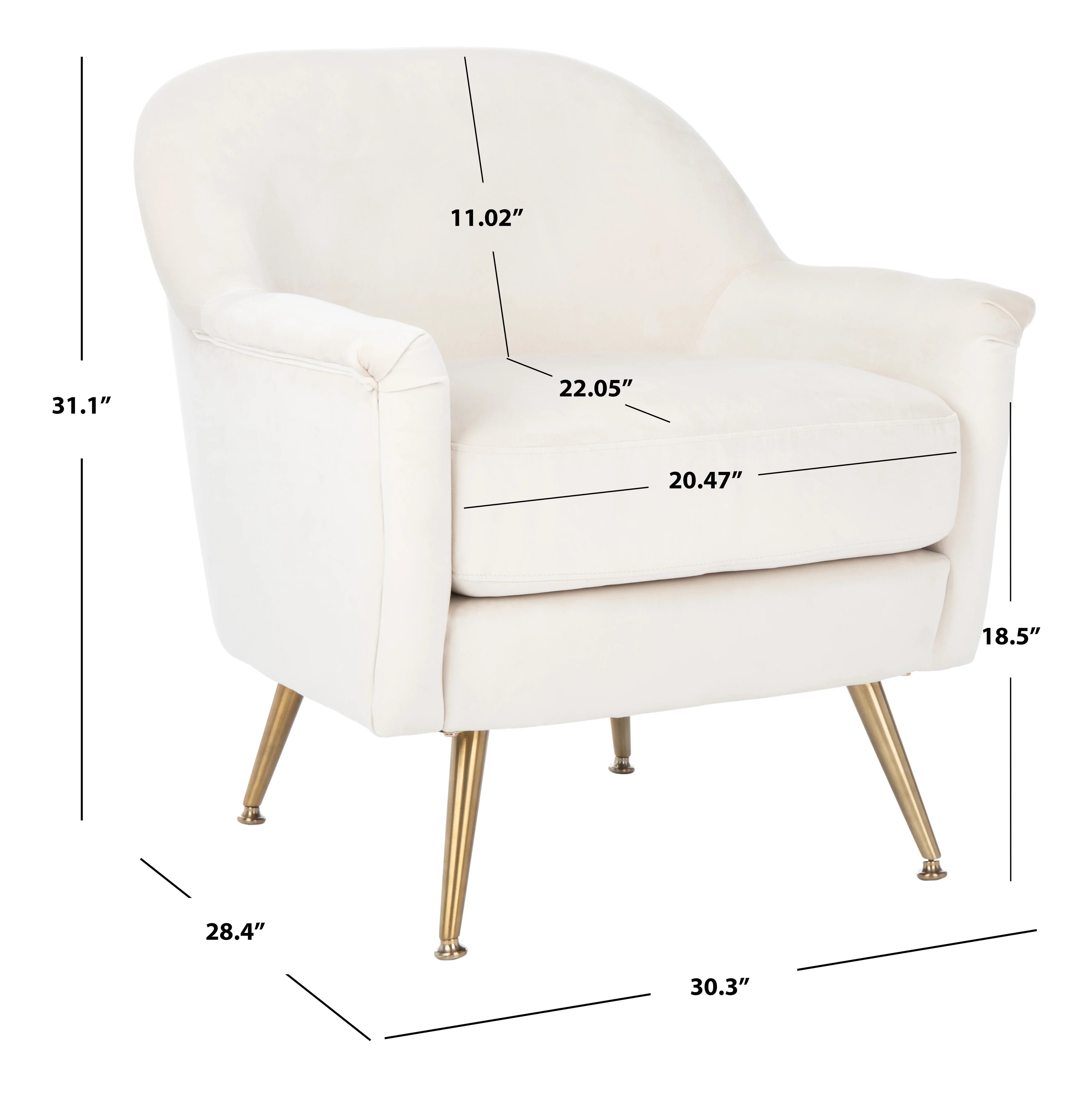 Ivory Velvet Upholstered Arm Chairs Q755914