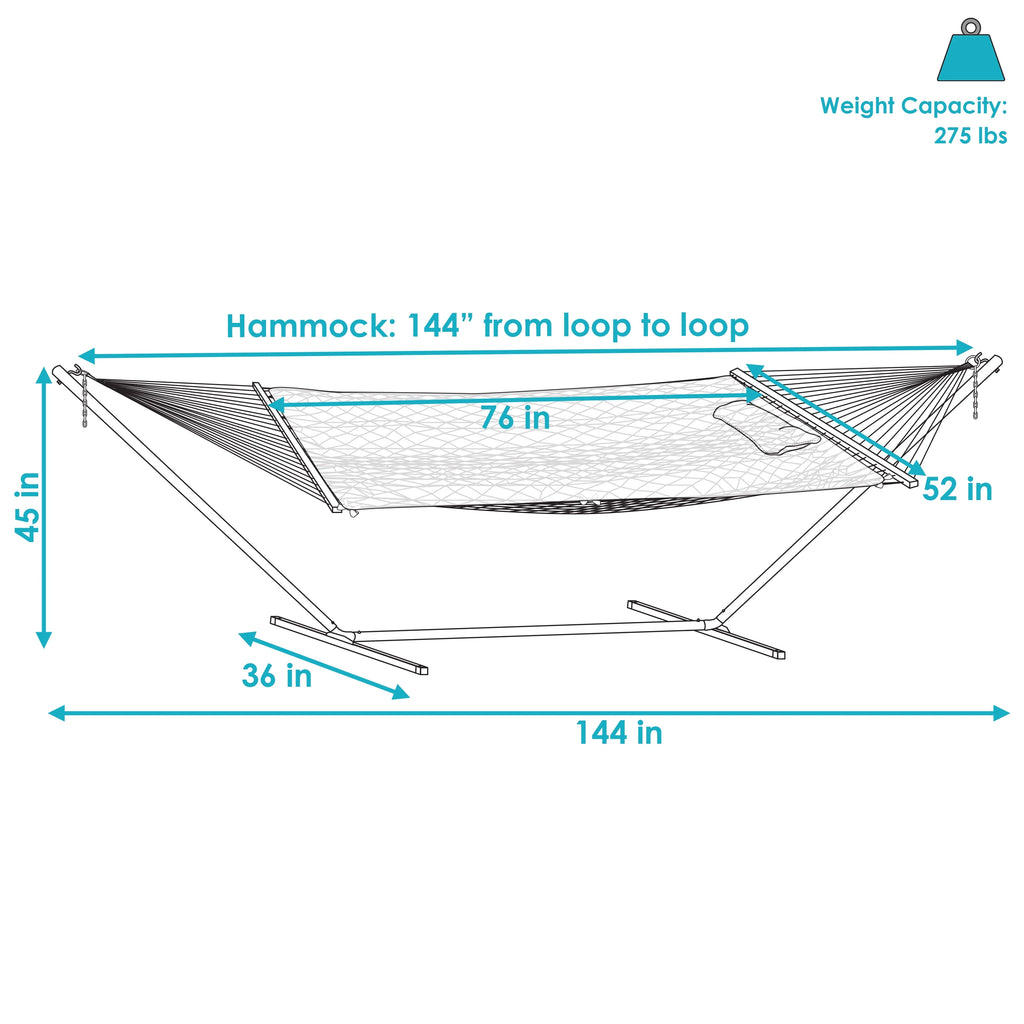 Rope Hammock with Steel Stand, Pad, and Pillow Q475482