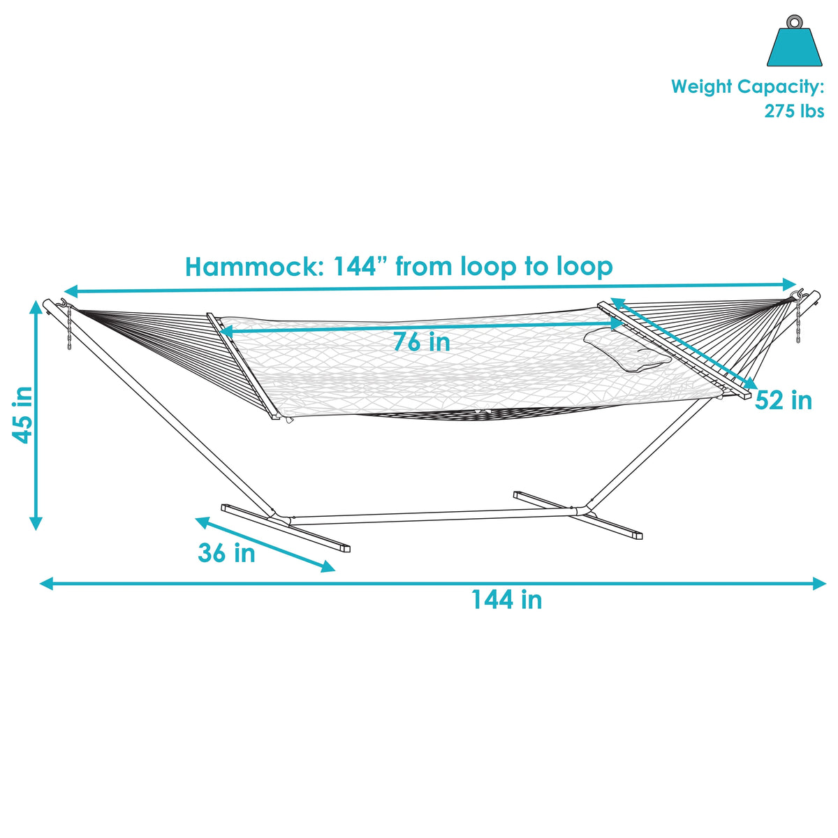 Rope Hammock with Steel Stand, Pad, and Pillow Q475482