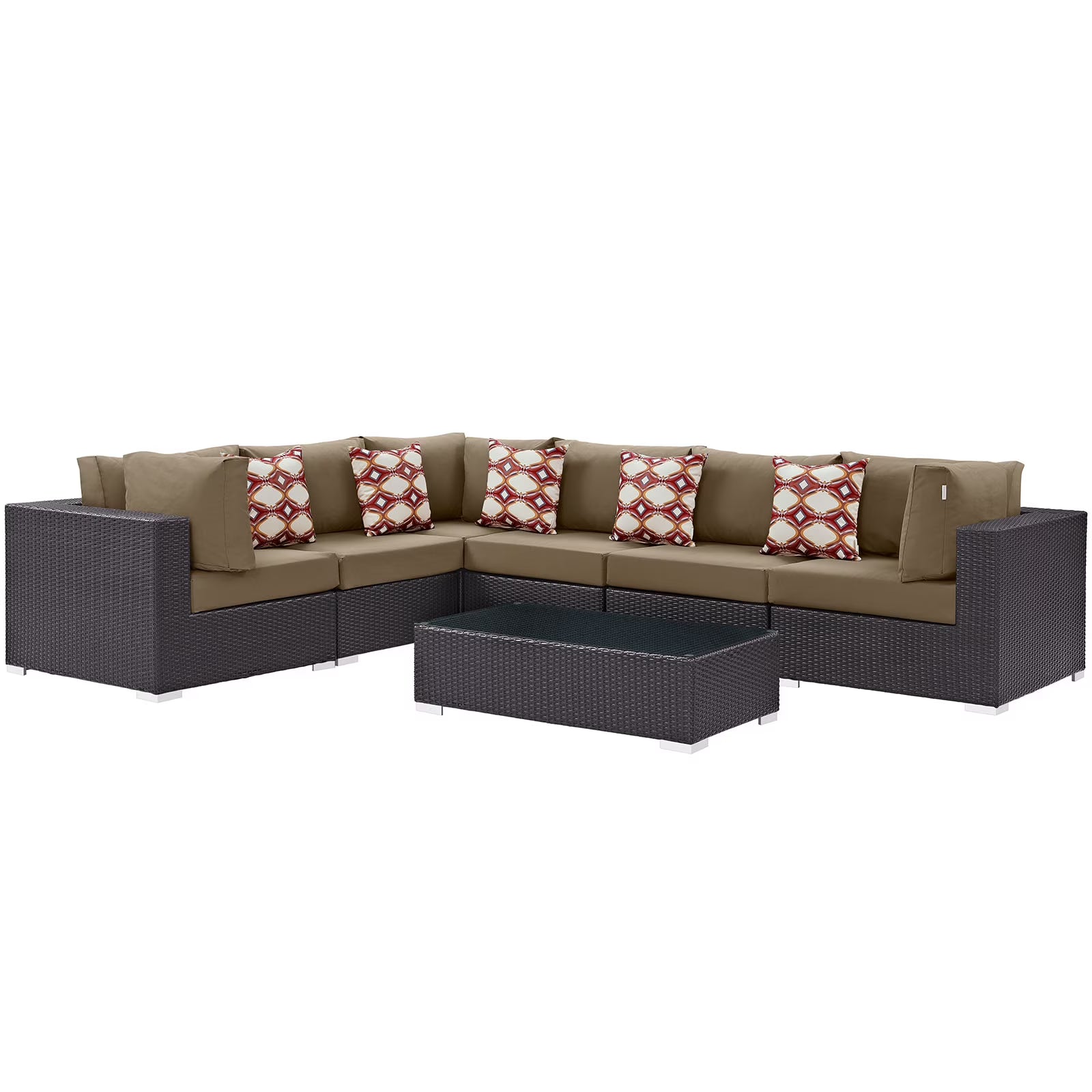 7 Piece Outdoor Patio Sectional Set in Espresso Mocha E59655