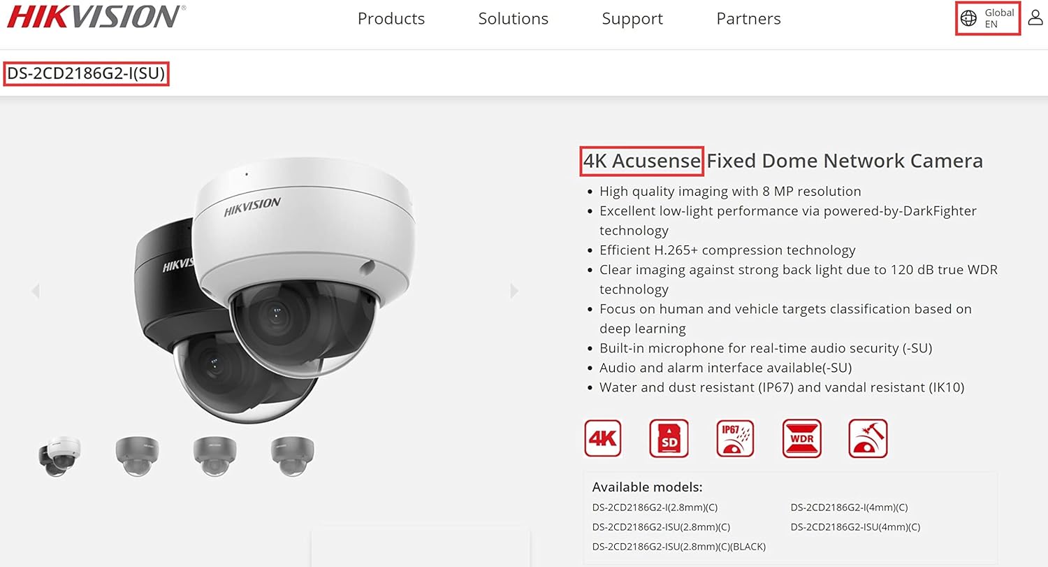4K Acusense Fixed Dome Network Camera with 2.8mm Lens X3771