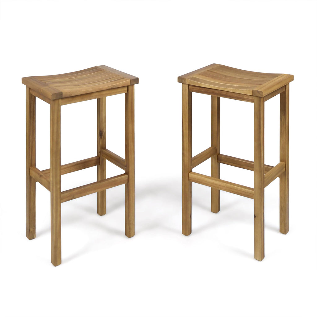 Natural Acacia Wood Barstools, Set of 2 X55094