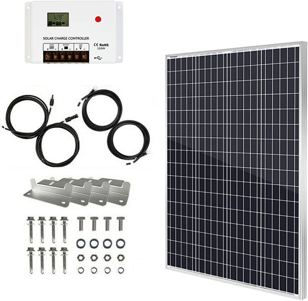 200W Monocrystalline Solar Panel Kit with 30A PWM Charge Controller M8673