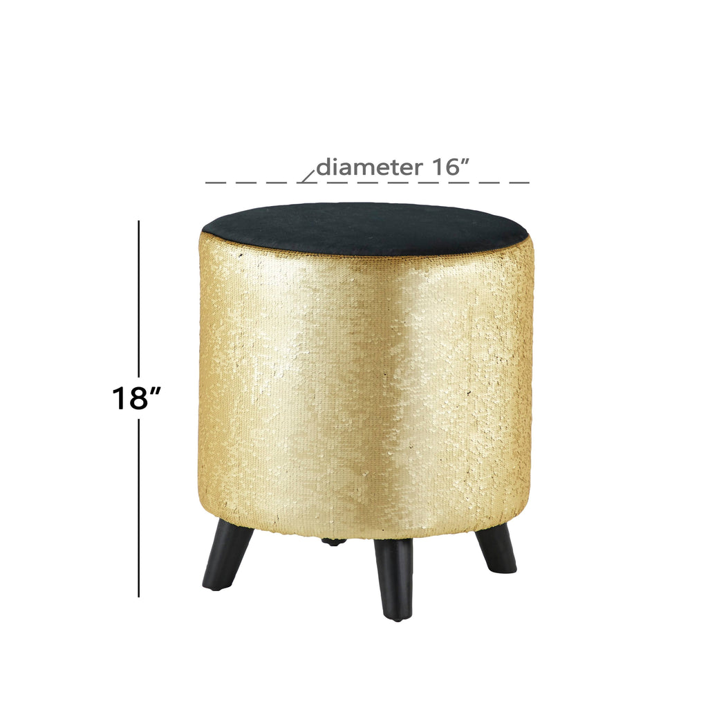 Black Wood and Fabric Stool M456