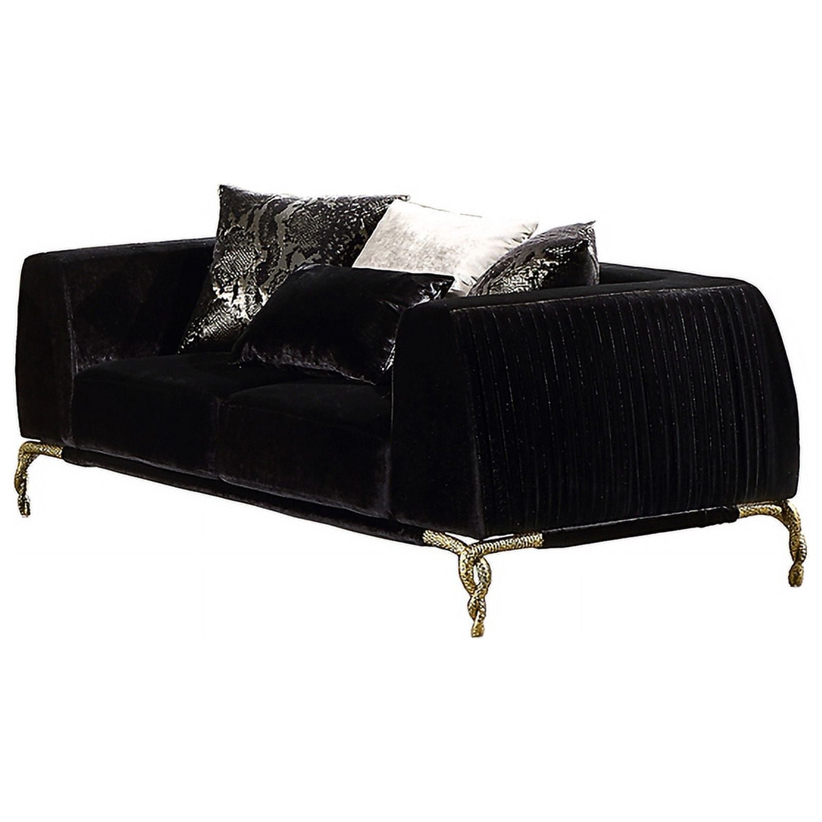 Black Velvet Upholstered Loveseat H5851