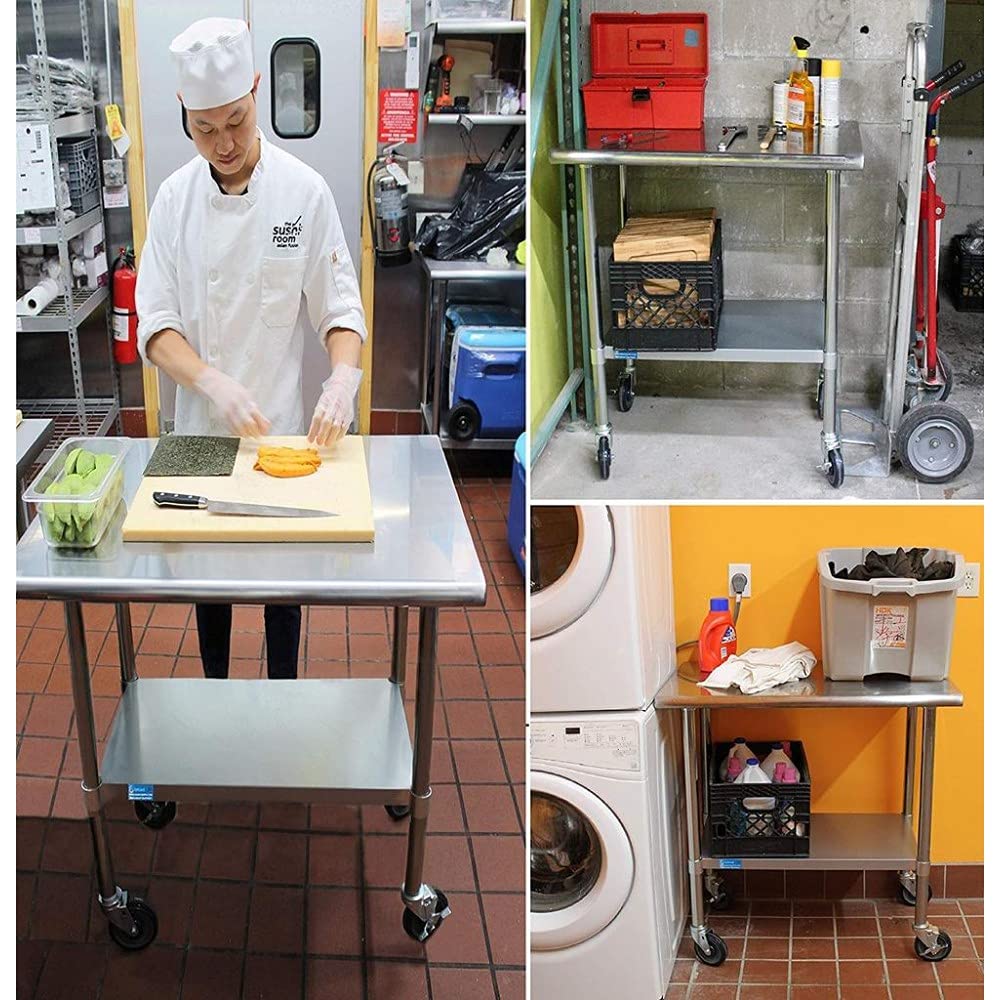 24 x 36 Stainless Steel Work Table with Casters I3515
