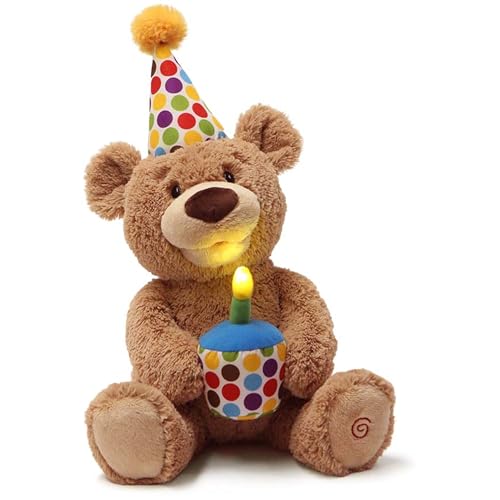Glow-in-The-Dark Singing Stuffed Animal Plush Toy, Brown, 10” D208447