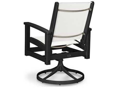 Satin White / White / Navy Blue Sling Swivel Rocker J67105
