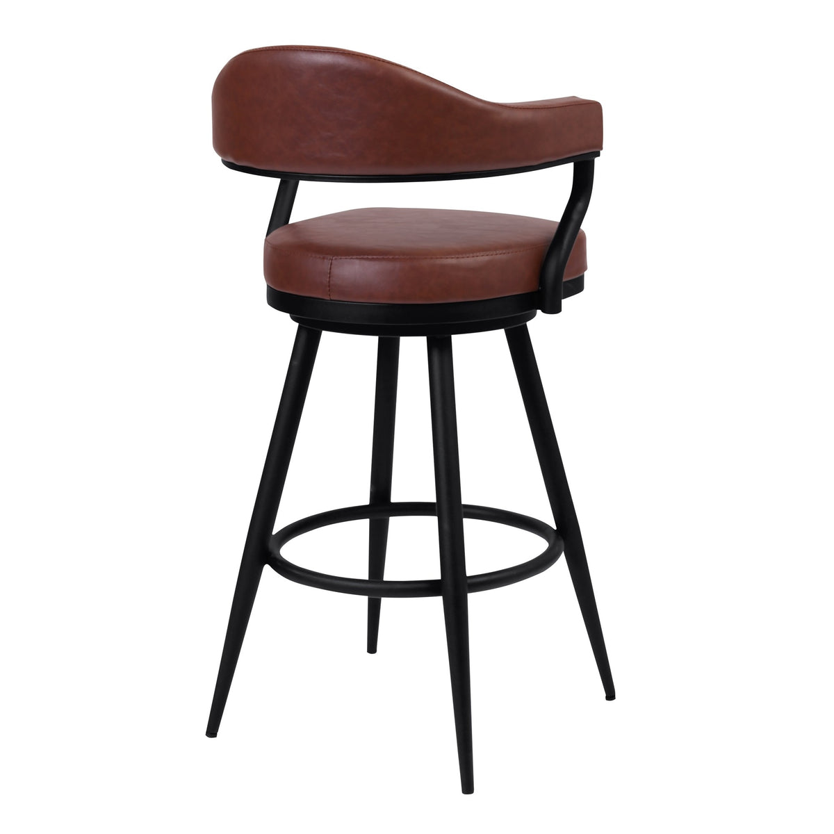 Camel Vintage Brown Faux Leather Swivel Barstool Armchair X184