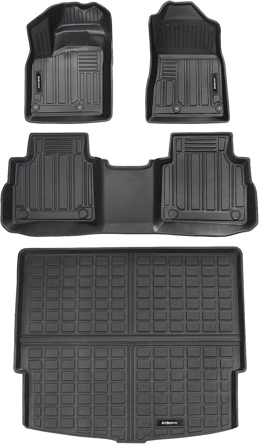 Car Floor Mats 2 Rows and Trunk Cargo Liner All-Weather Rubber C442010