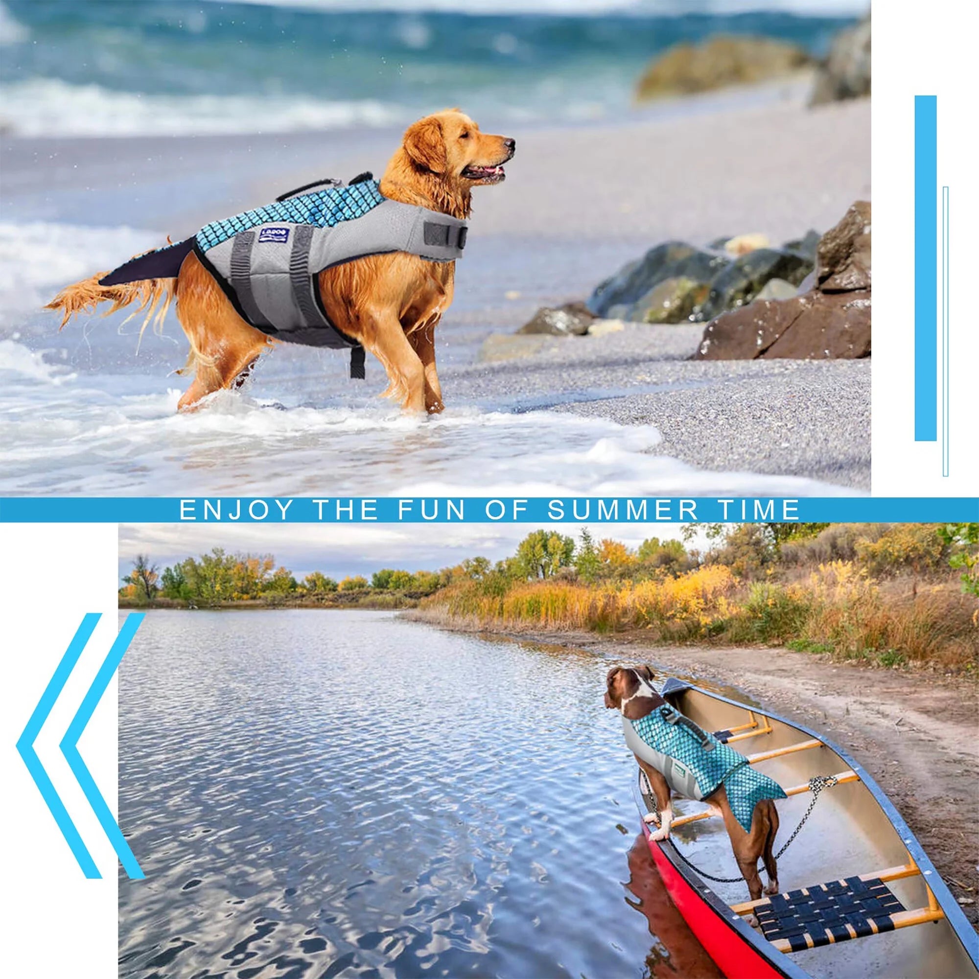 Dog Life Jacket with Rescue Handle, Reflective Adjustable Life Vest K9072
