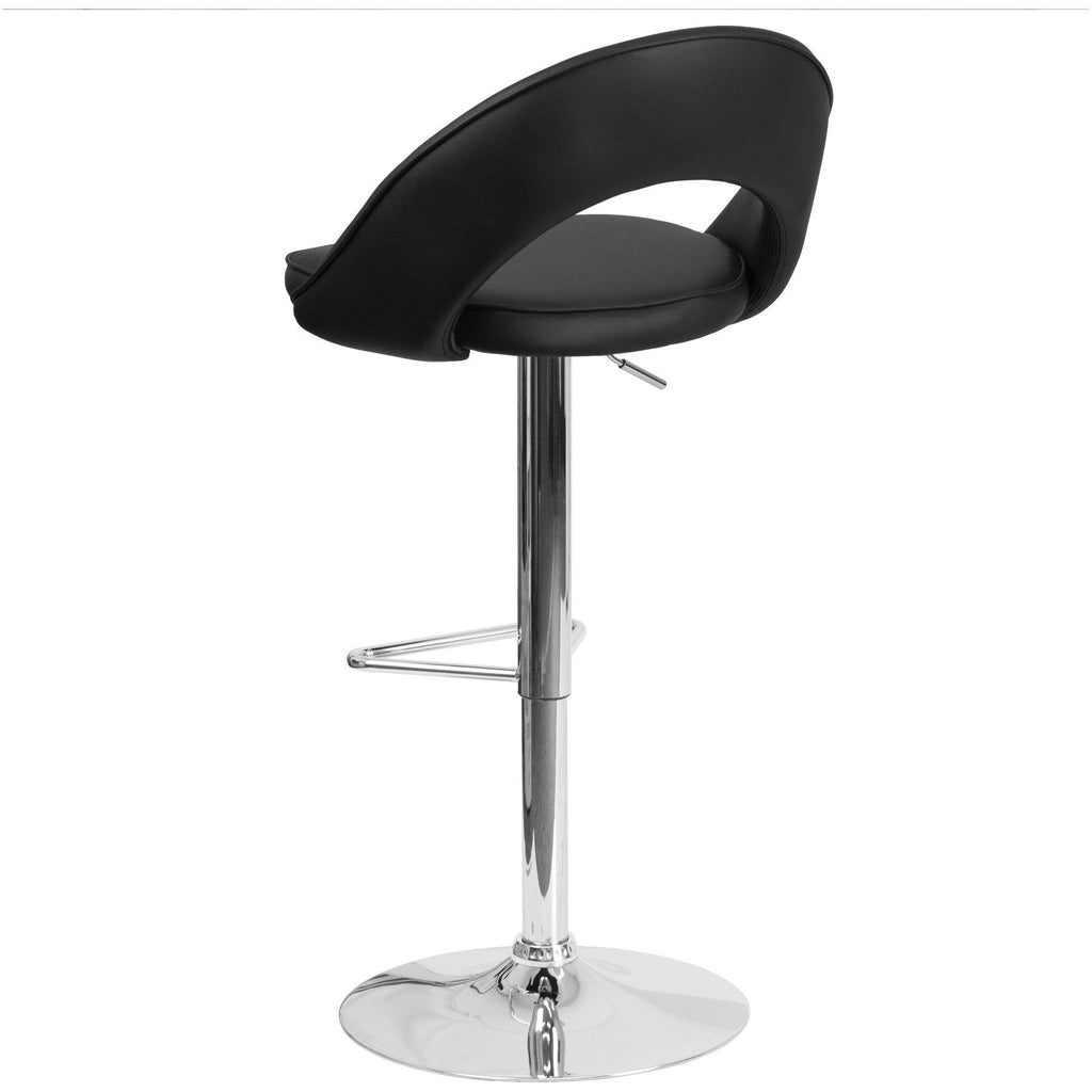 Black Vinyl Adjustable Height Barstool with Chrome H5679
