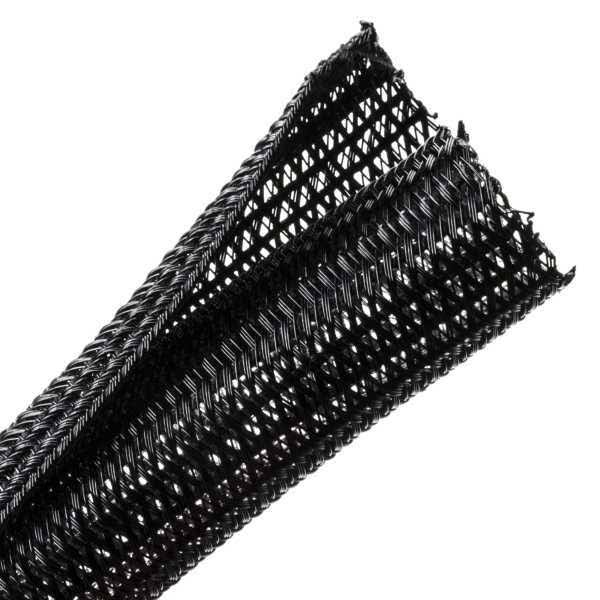 Black Polyester Split Wrap Braided Sleeving, 100 ft E293