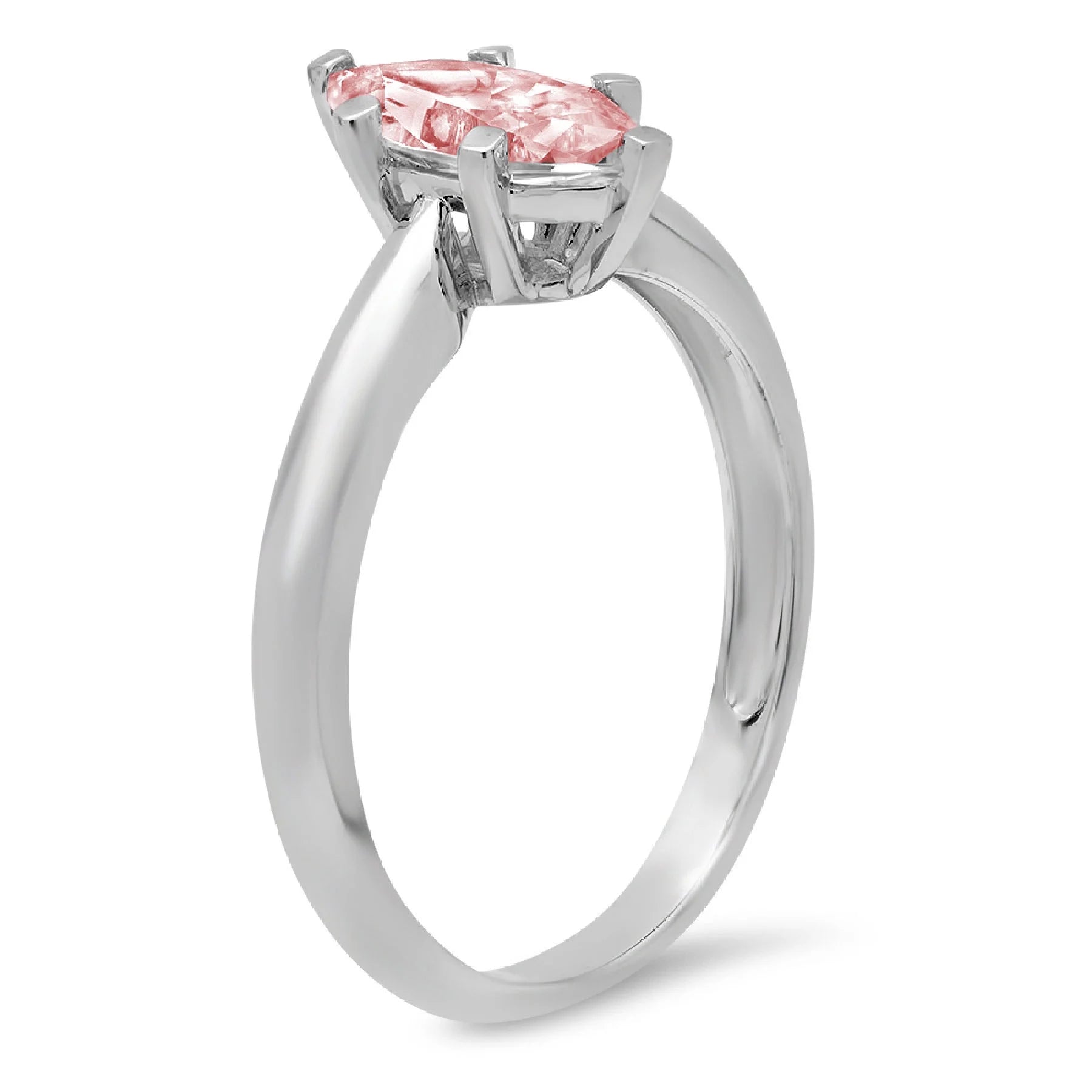 Pink Simulated Diamond Solitaire Ring R22172