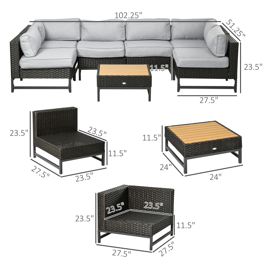 Gray Wicker Furniture Set with Aluminum Frame and Cushion O611686