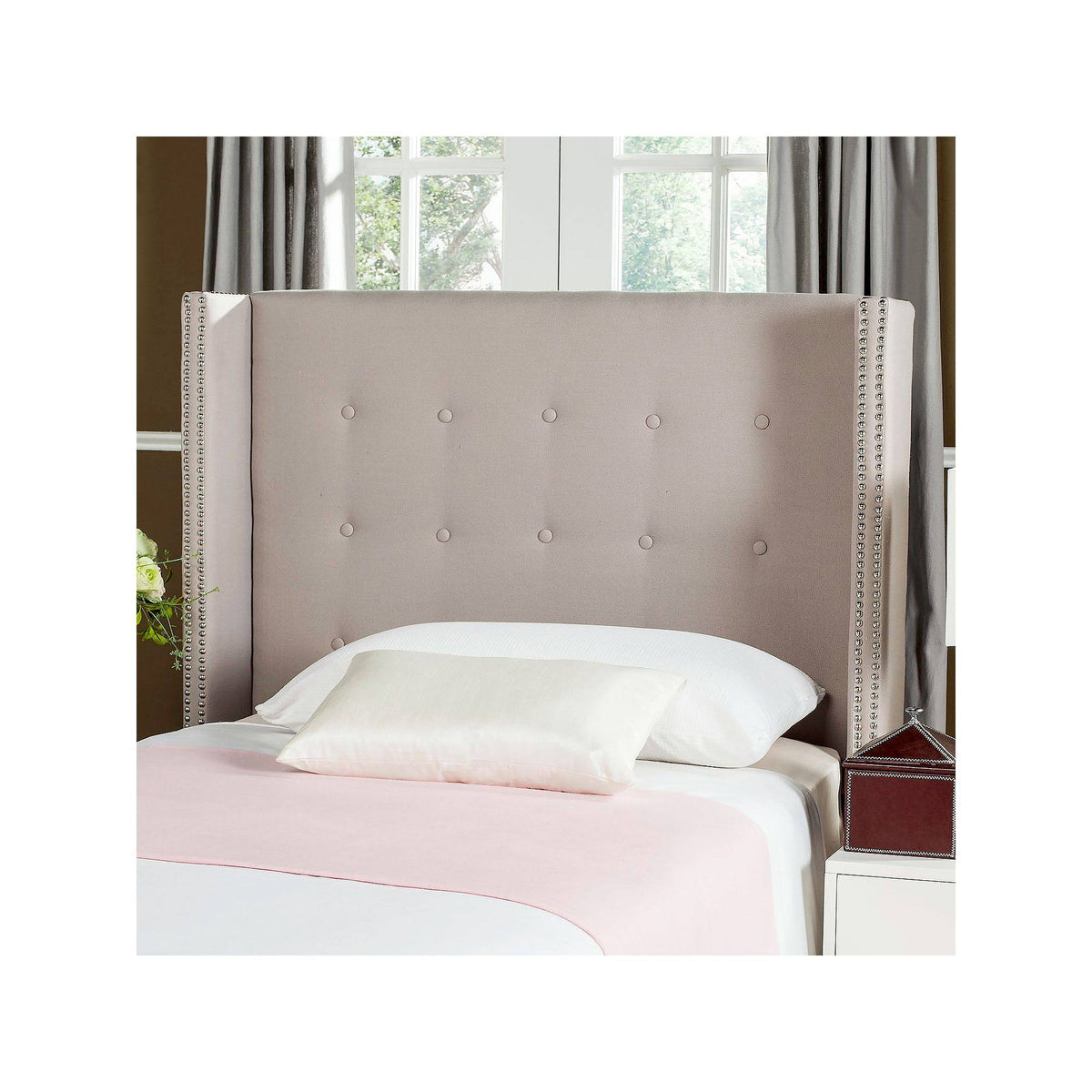 Taupe Tufted Winged Headboard Twin X813
