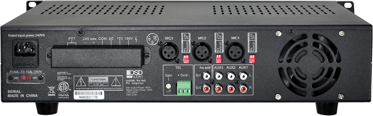 70V Commercial Multi Channel Amplifier, 6 Zones, 60W per Channel M7856