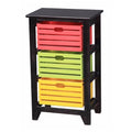 Black 3-Tier Wooden Storage Cabinet A602