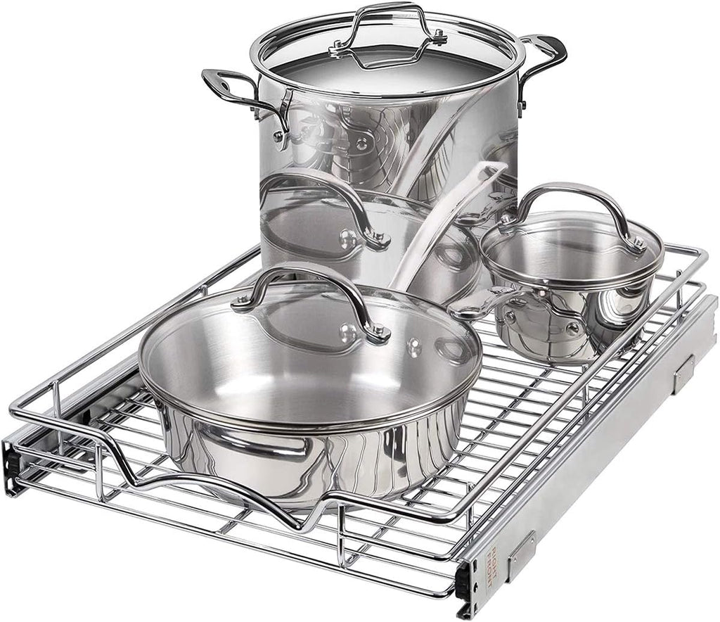 Chrome Finish Wire Frame Pull Out Drawer Cabinet Organizer D7256