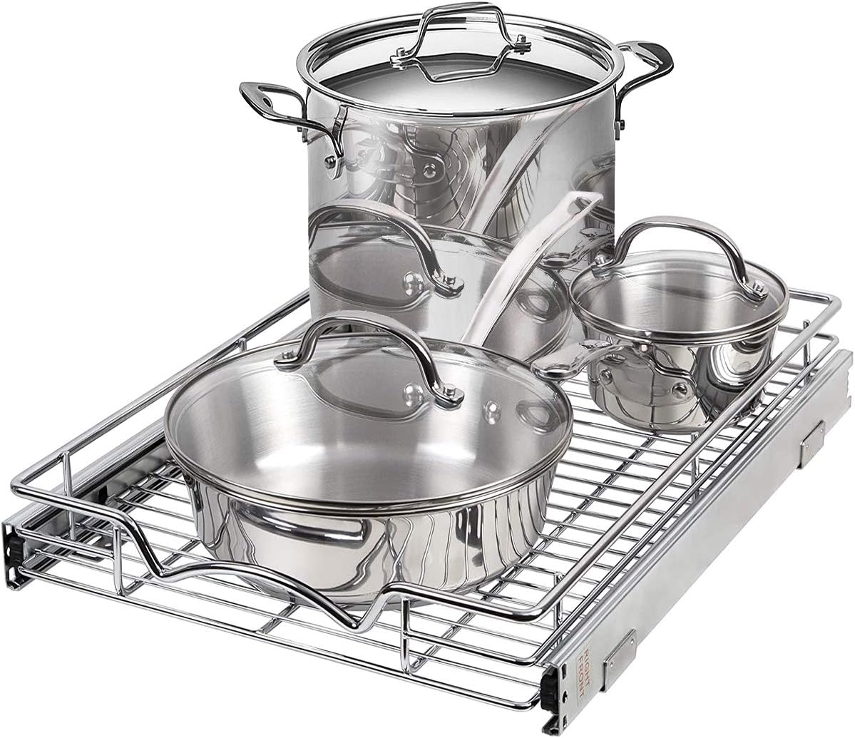 Chrome Finish Wire Frame Pull Out Drawer Cabinet Organizer D7256