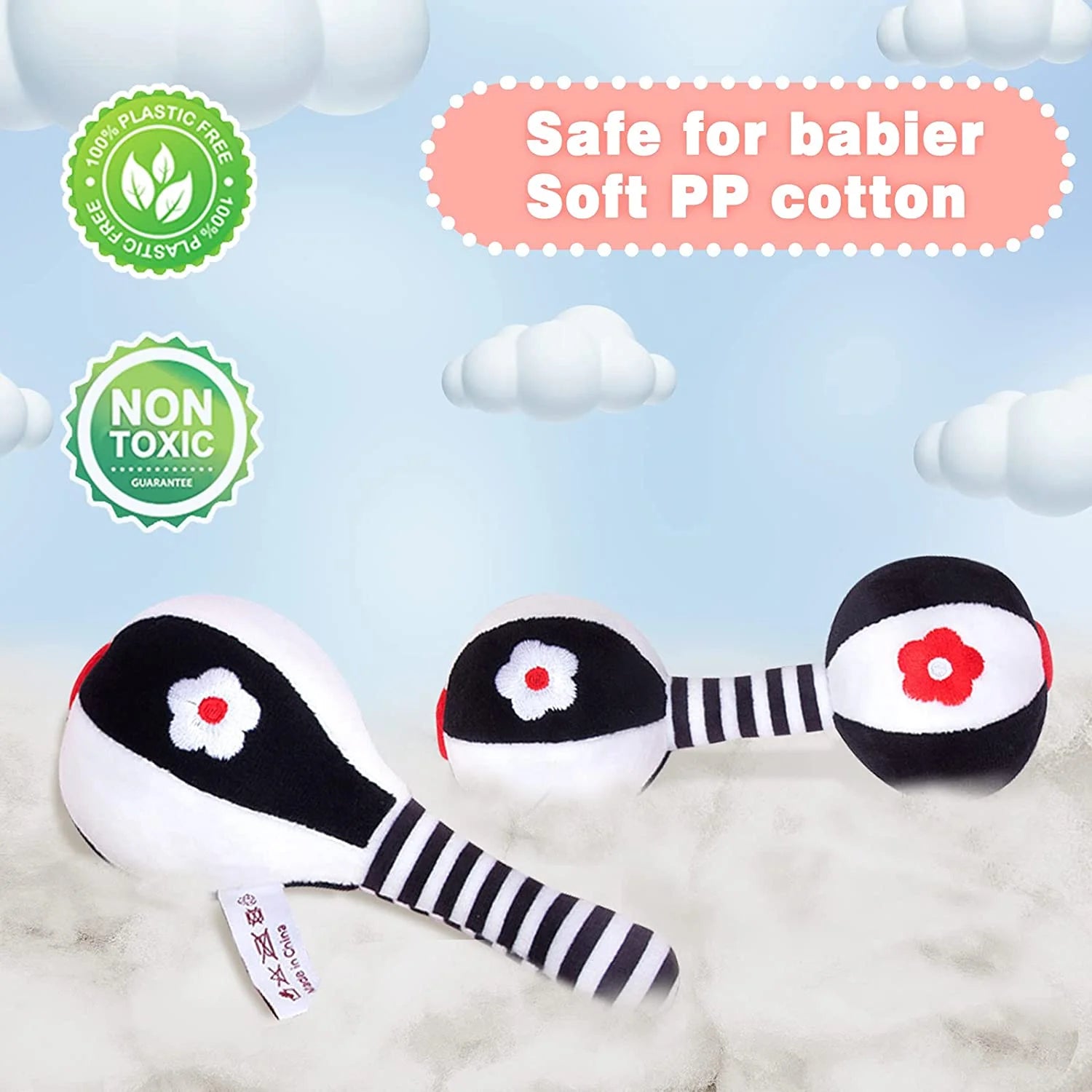 2PCS Soft Rattles for Baby, Baby Toys 0-6 Months, Car Seat Toys for Infants Y41212